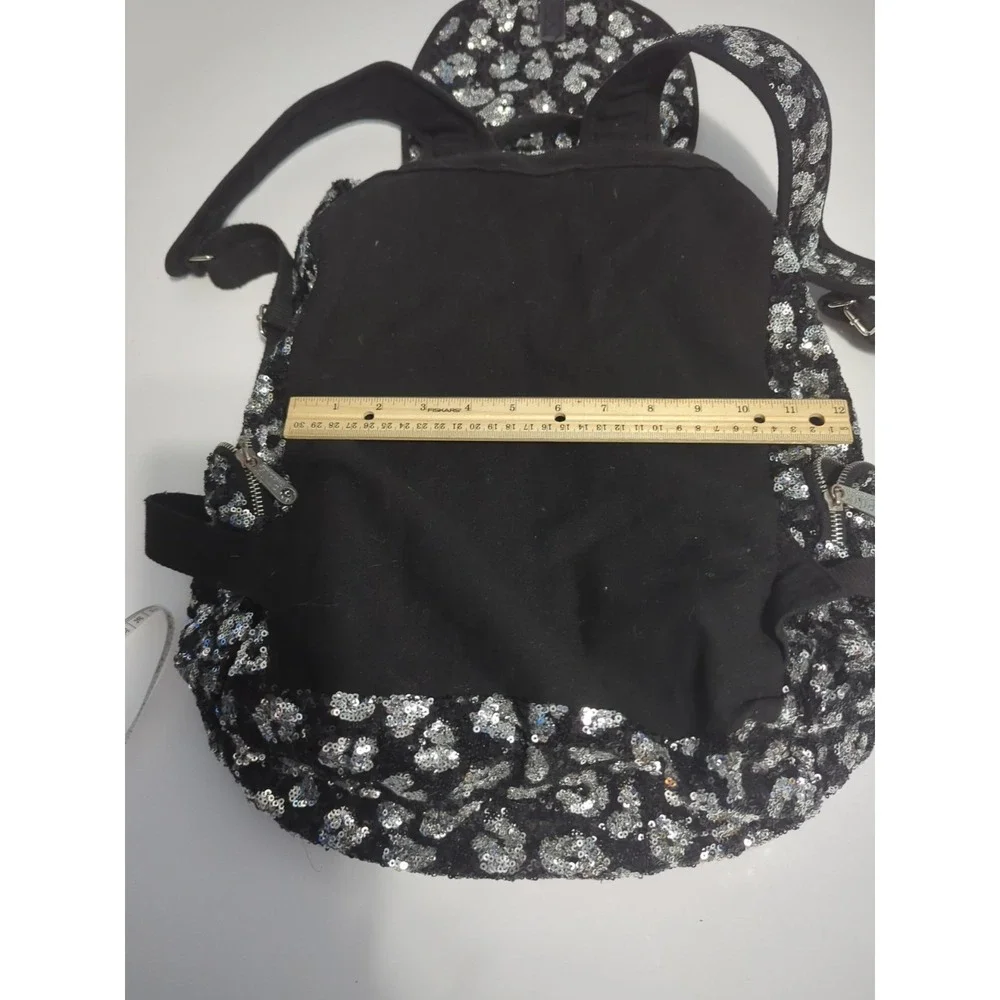 Victoria's Secret PINK Bling Leopard Sequin Campus Backpack drawstring Y2K shiny